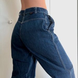 Vintage Stuffed Jeans High Waisted Straight Leg Pocketless Bare Back Baggy Jeans